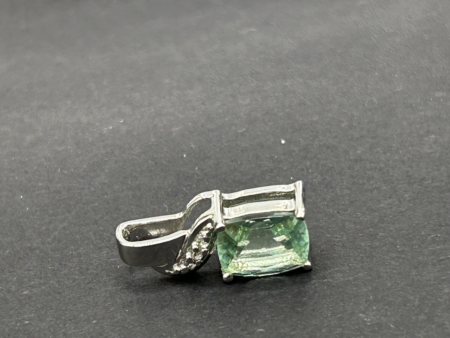 Tucson Green Fluorite & White Topaz Silver Pendant - With Certificate