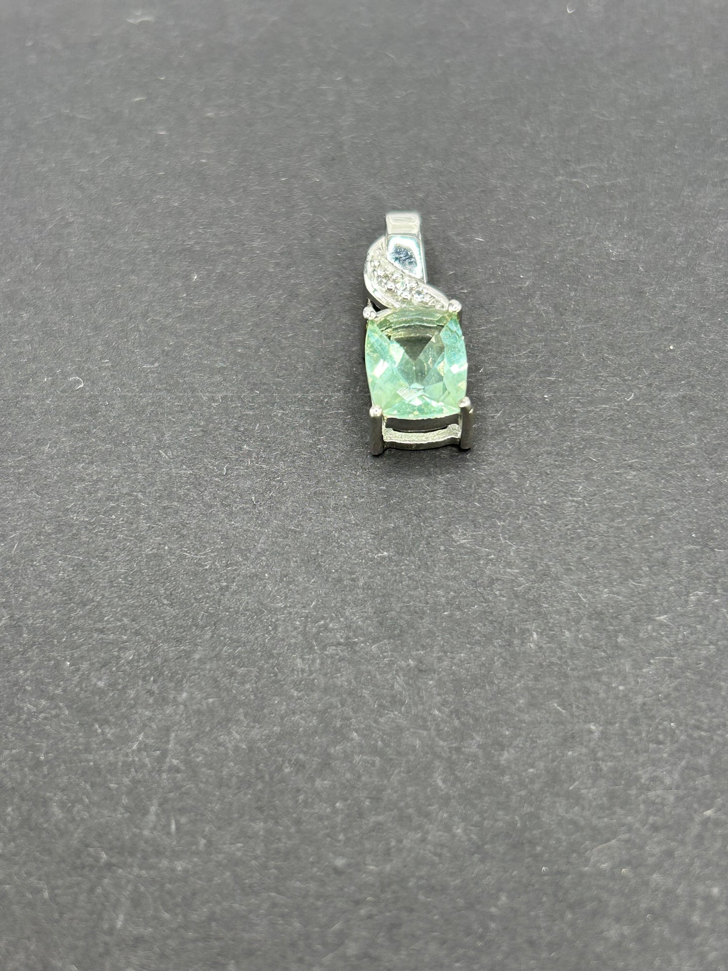 Tucson Green Fluorite & White Topaz Silver Pendant - With Certificate