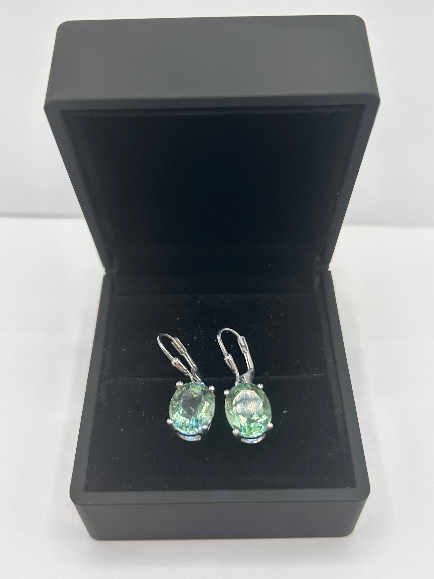 Tucson Green Fluorite & Silver Drop Earrings - 8.4ct TW - With Certificate