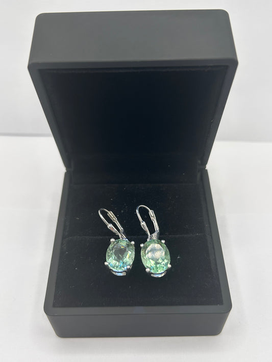Tucson Green Fluorite & Silver Drop Earrings - 8.4ct TW - With Certificate