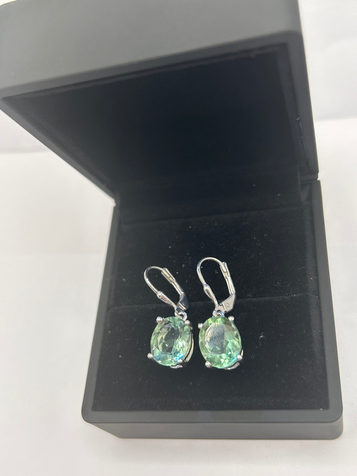Tucson Green Fluorite & Silver Drop Earrings - 8.4ct TW - With Certificate