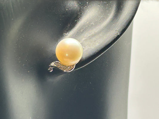 Sterling Silver Freshwater Cultured Pearl & White Topaz Earrings - With Certificate