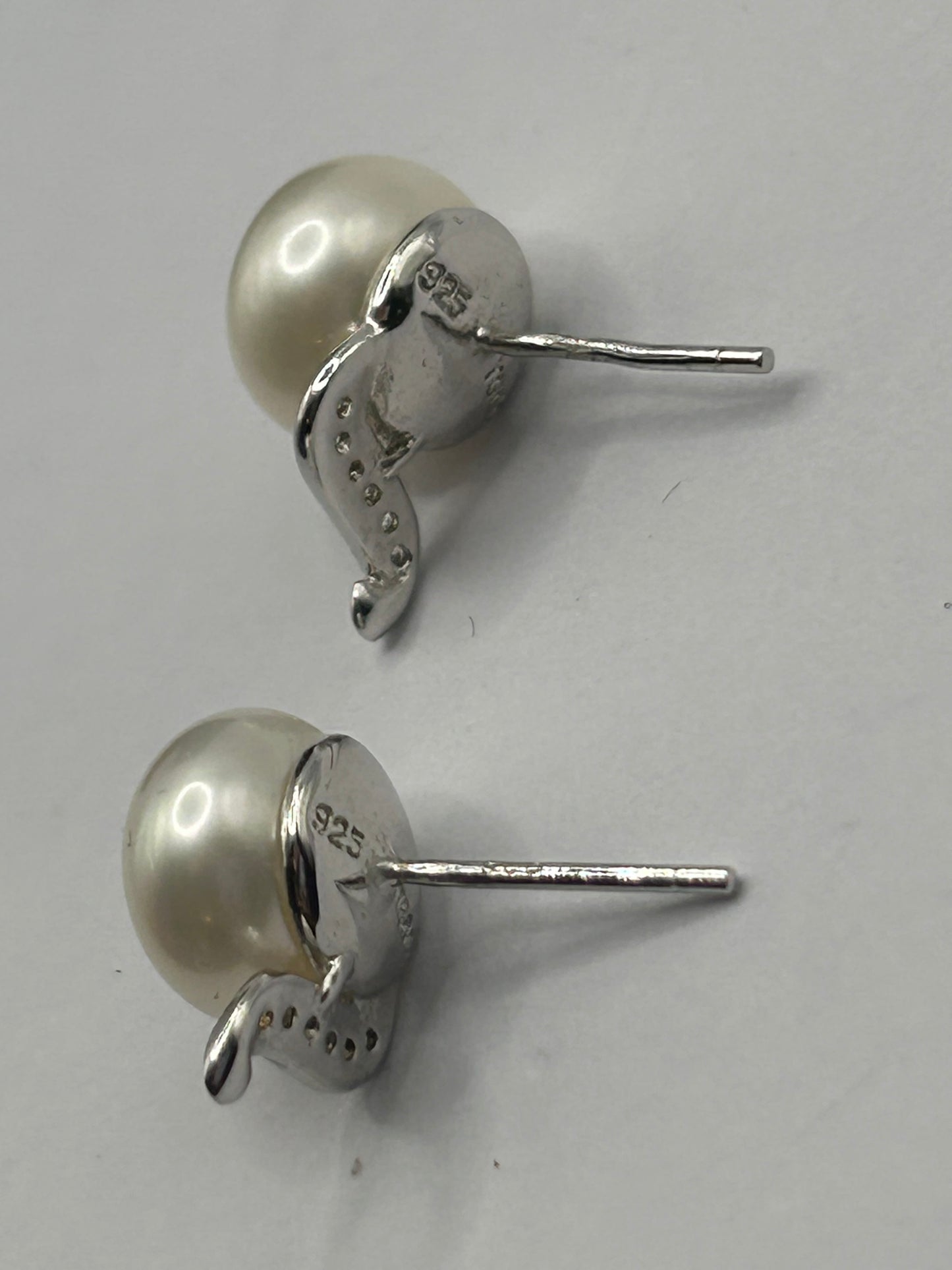 Sterling Silver Freshwater Cultured Pearl & White Topaz Earrings - With Certificate