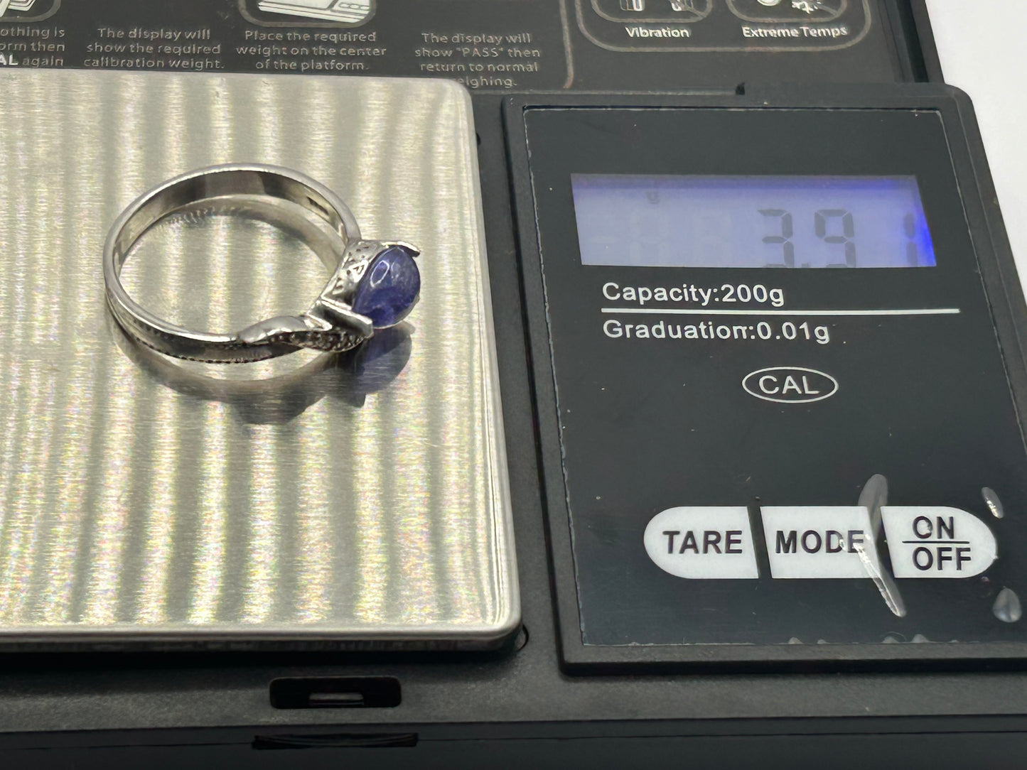 Silver Tanzanite Cabochon Ring - 5.5ct & Celtic Design - With Certificate