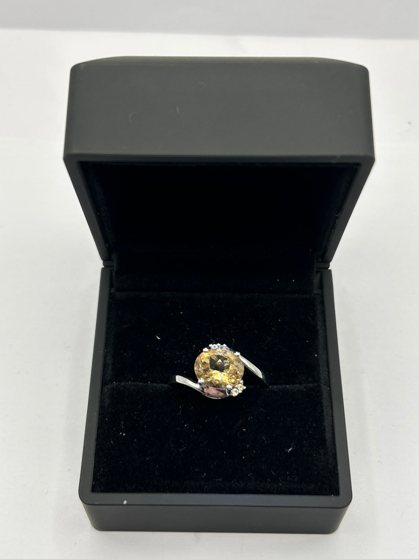 Vintage 925 Sterling Silver Champagne Quartz Statement Band Ring - Chunky & Bold