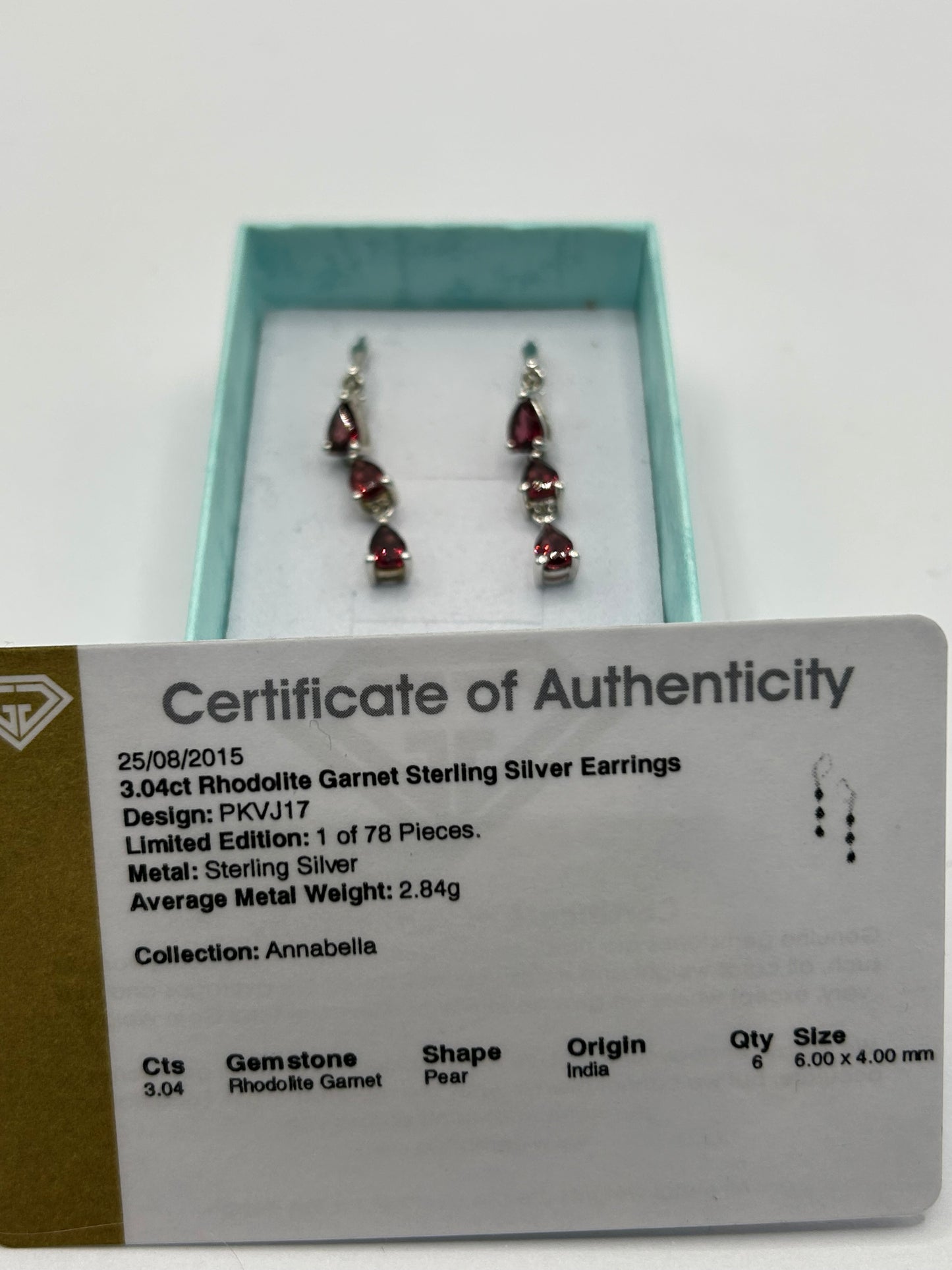 Dazzling 3.04ct Rhodolite Garnet Sterling Silver Triple Drop Earrings (3.38g)