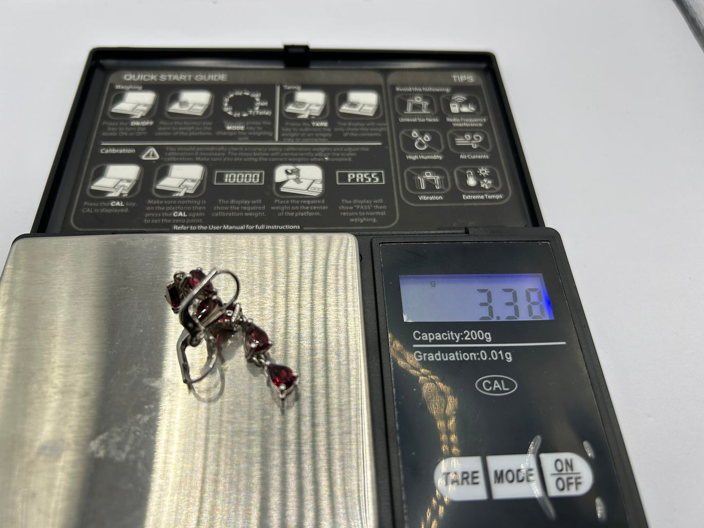 Dazzling 3.04ct Rhodolite Garnet Sterling Silver Triple Drop Earrings (3.38g)