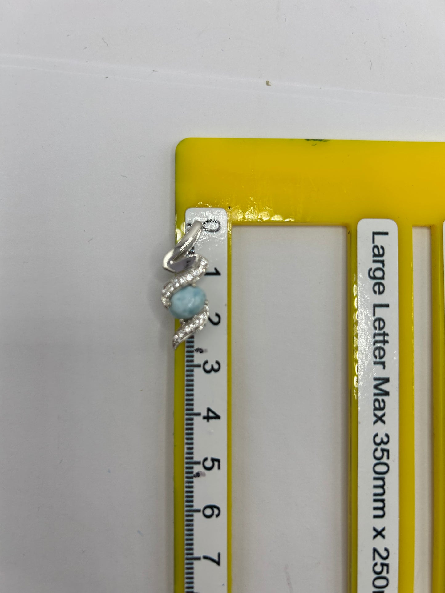 Exquisite Larimar & White Topaz Sterling Silver Pendant - With Certificate