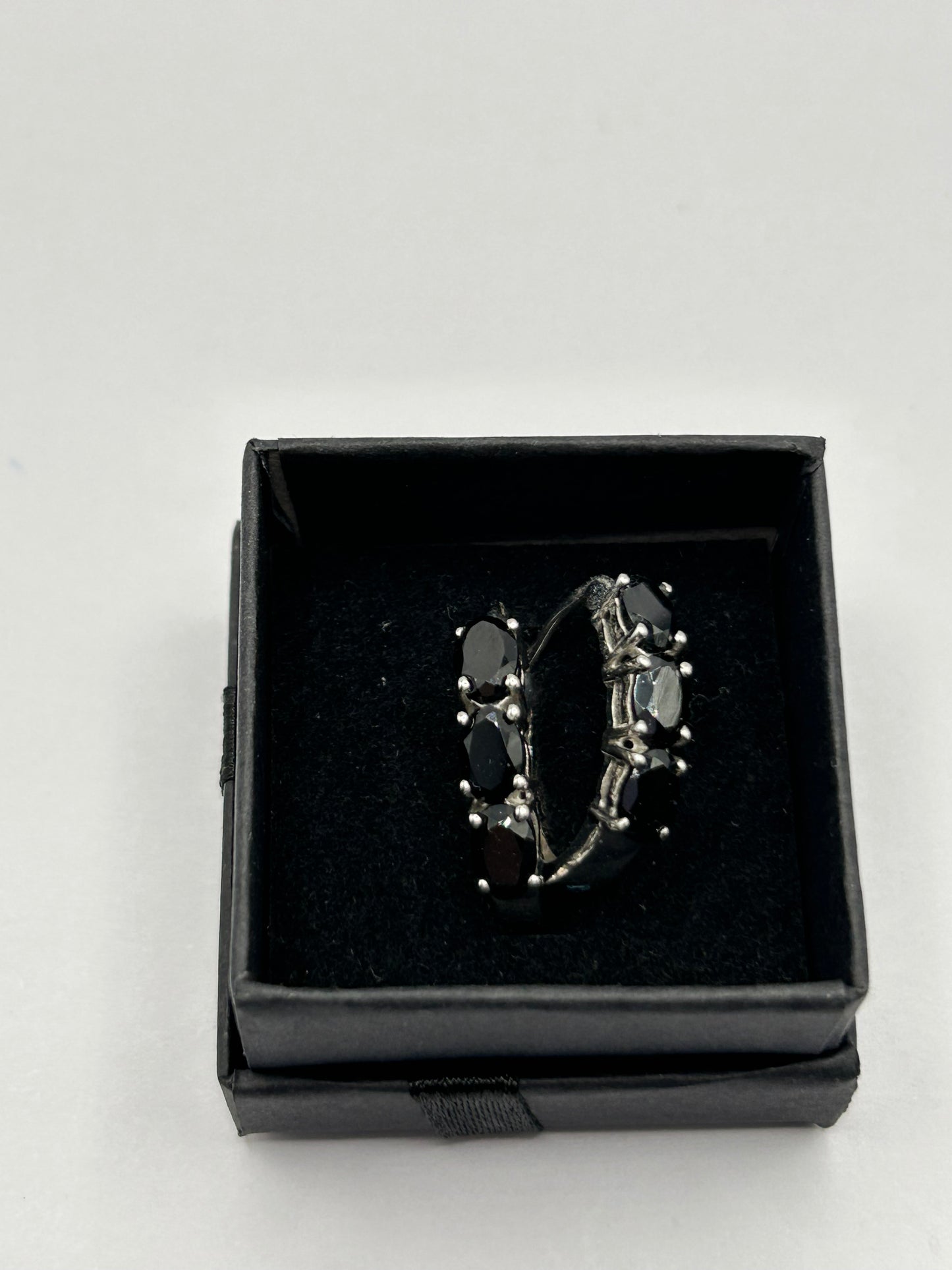 Dazzling 3.77ct Black Spinel Sterling Silver Hoop Earrings (4.27g)