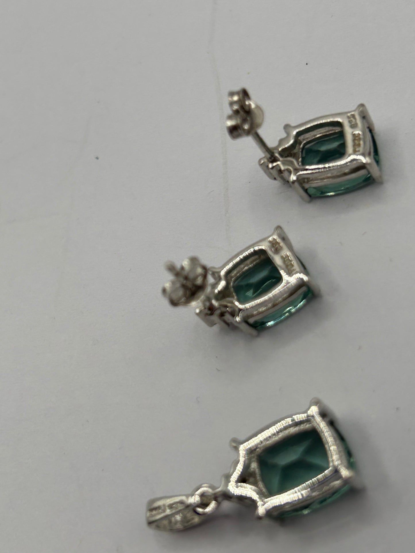 Dazzling 11.97ct Tucson Green Fluorite & White Topaz Sterling Silver Matching Set