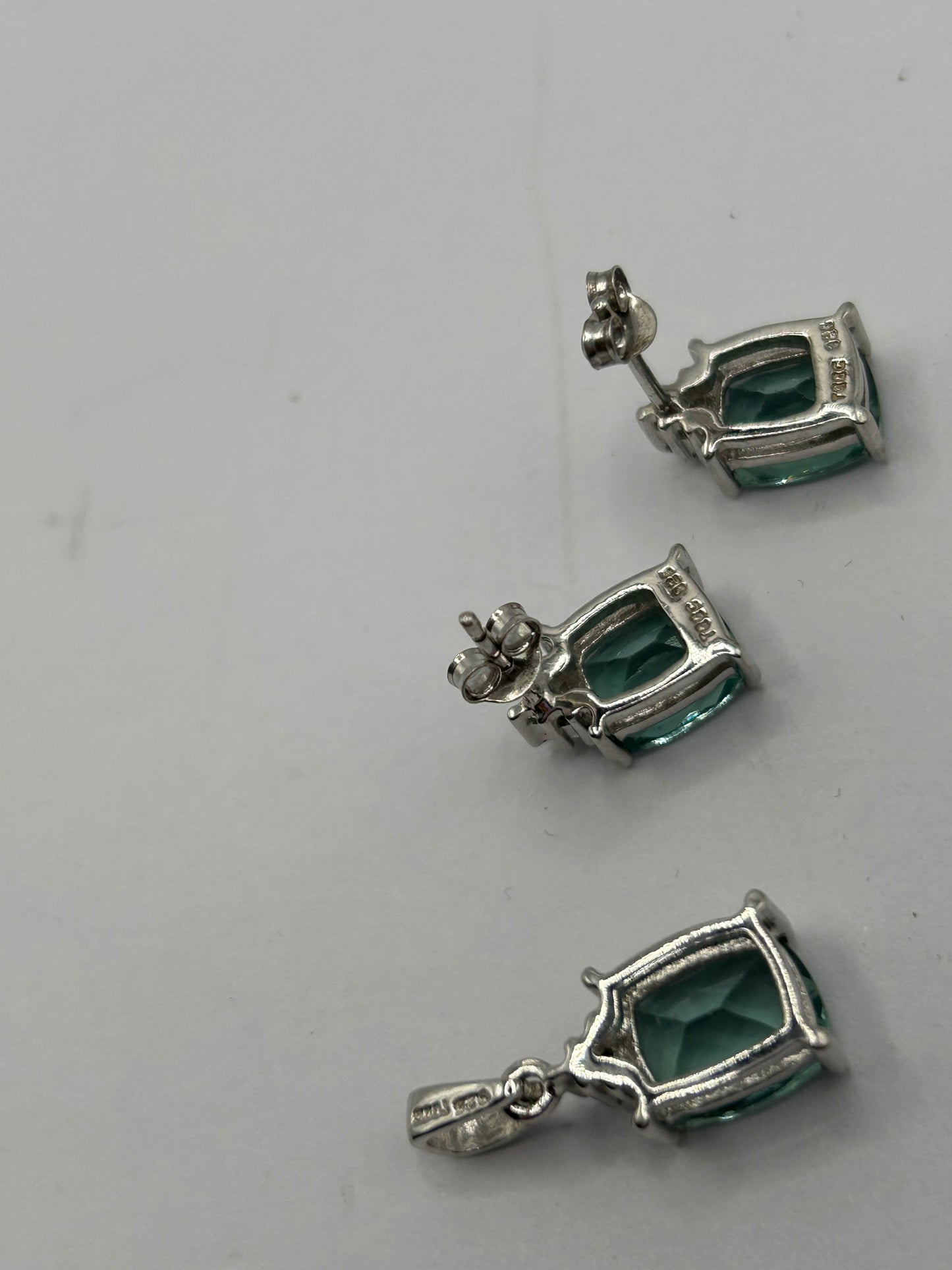 Dazzling 11.97ct Tucson Green Fluorite & White Topaz Sterling Silver Matching Set