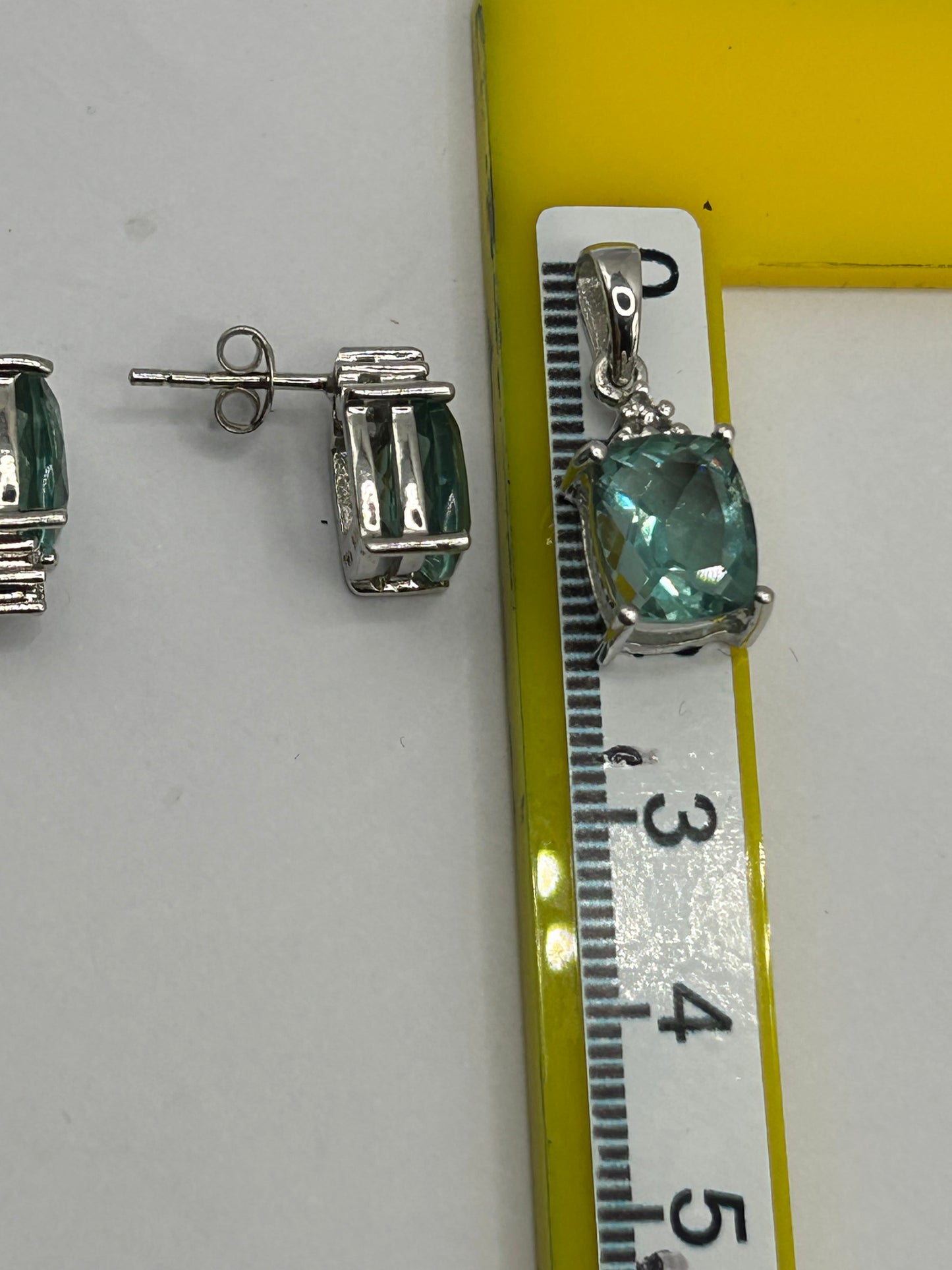 Dazzling 11.97ct Tucson Green Fluorite & White Topaz Sterling Silver Matching Set