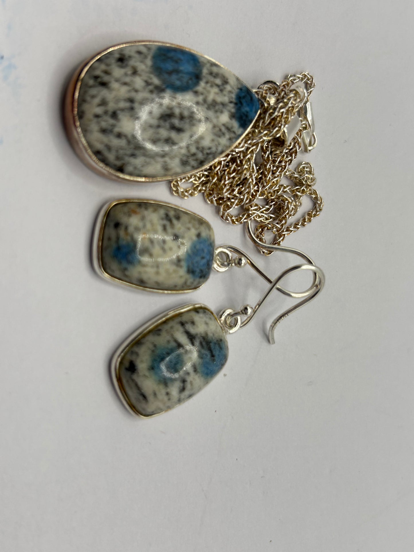 K2 Azurite Sterling Silver Matching Set - Necklace & Earrings (16.25g TW) - With COA!