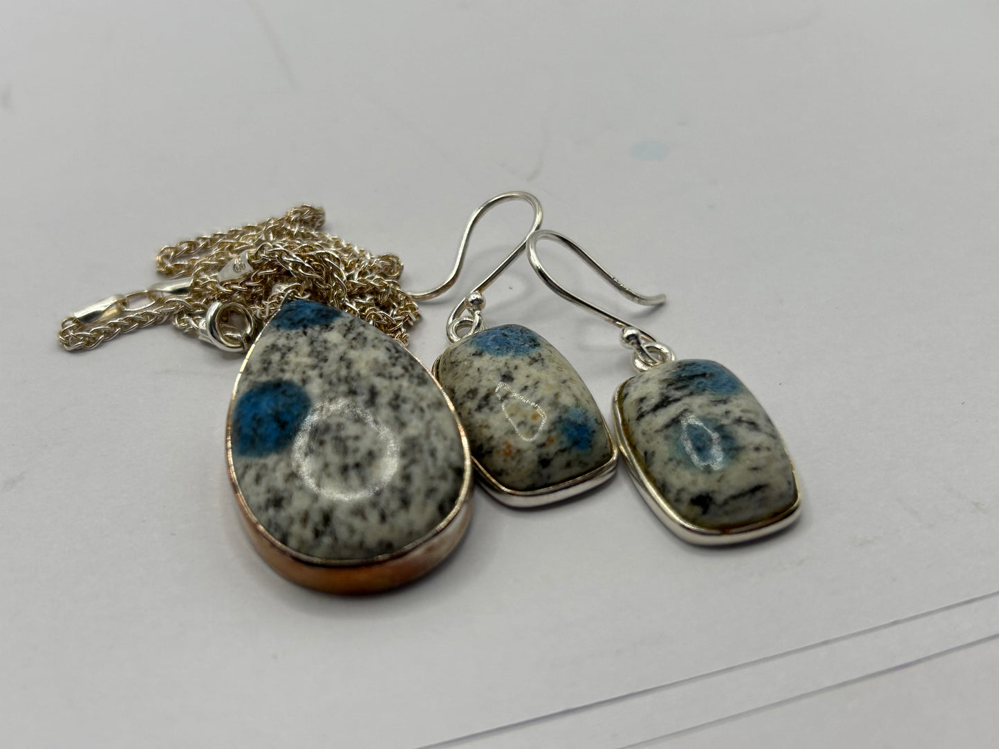 K2 Azurite Sterling Silver Matching Set - Necklace & Earrings (16.25g TW) - With COA!