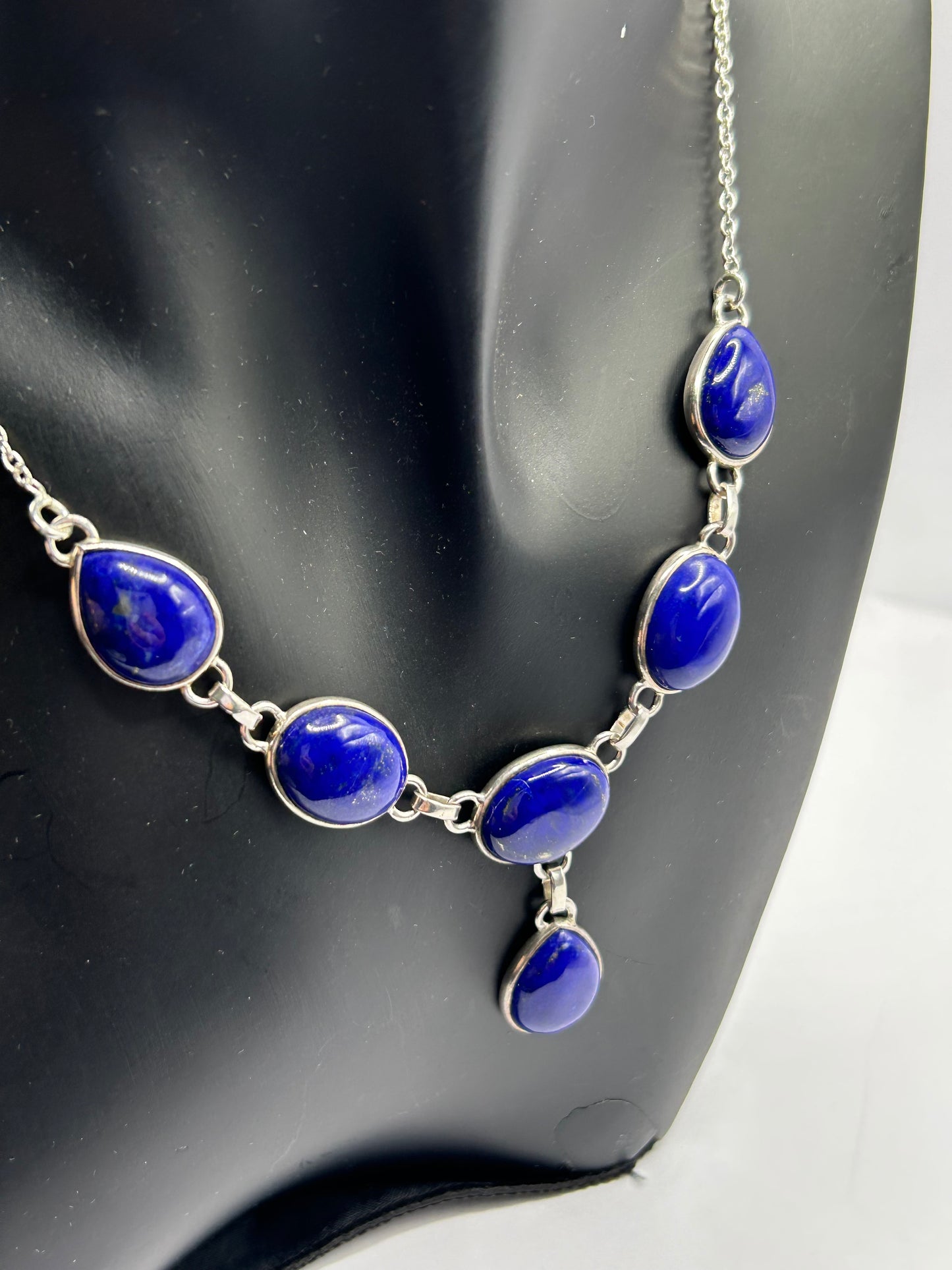 Sar-i-Sang Lapis Lazuli & Sterling Silver Necklace & Earrings Set - 26.34g TW - With Certificate