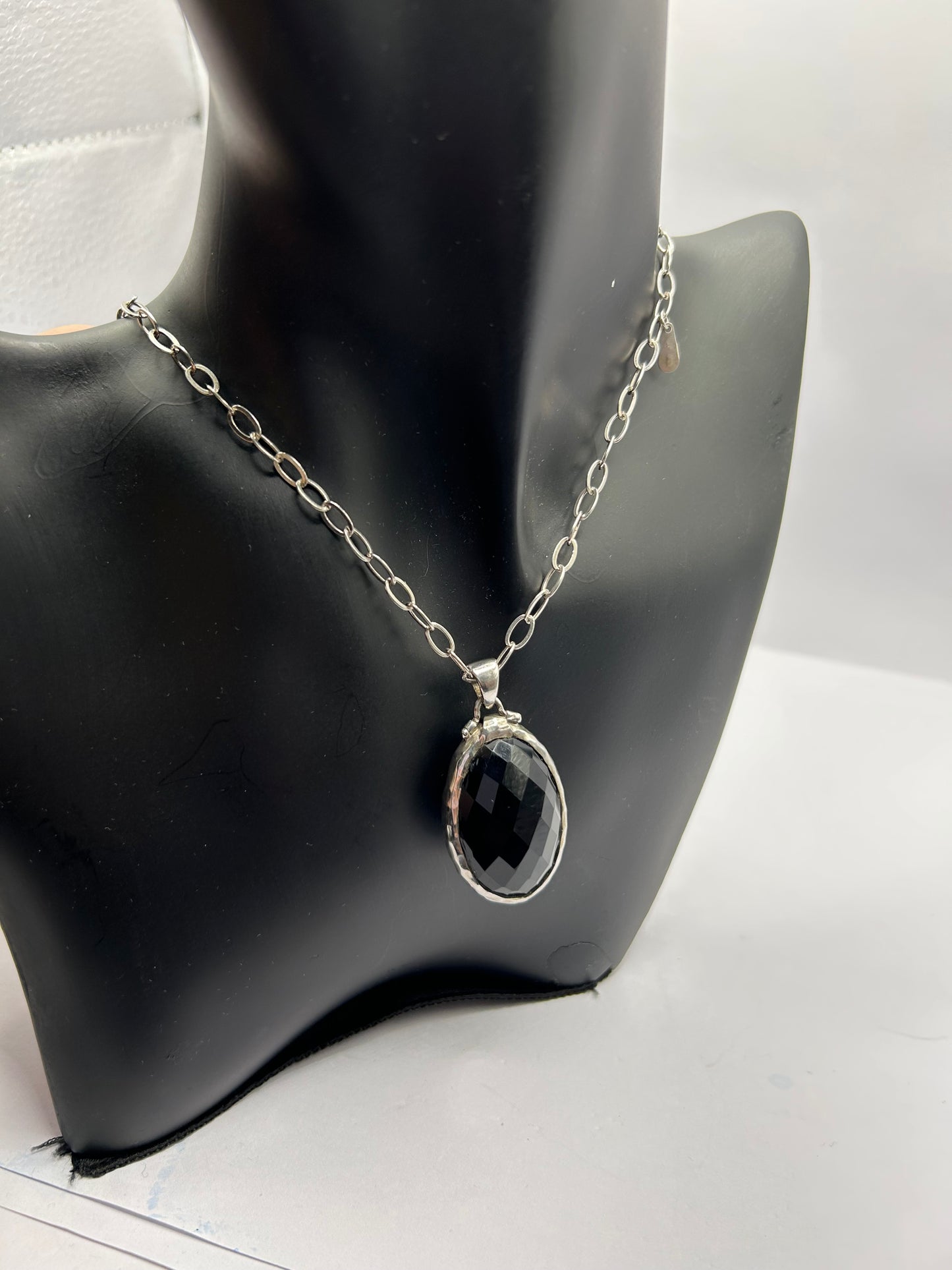 Sar-i-Sang Lapis Lazuli & Onyx Reversible Silver Pendant & 31" Chain - 26.07g - With Certificate