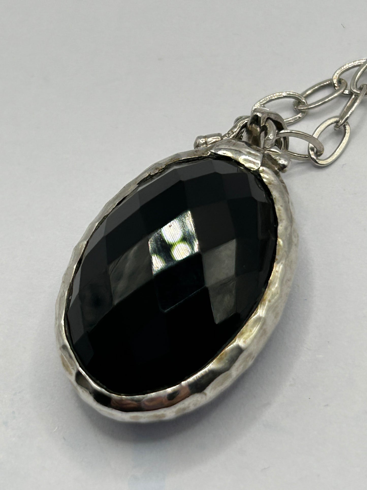 Sar-i-Sang Lapis Lazuli & Onyx Reversible Silver Pendant & 31" Chain - 26.07g - With Certificate