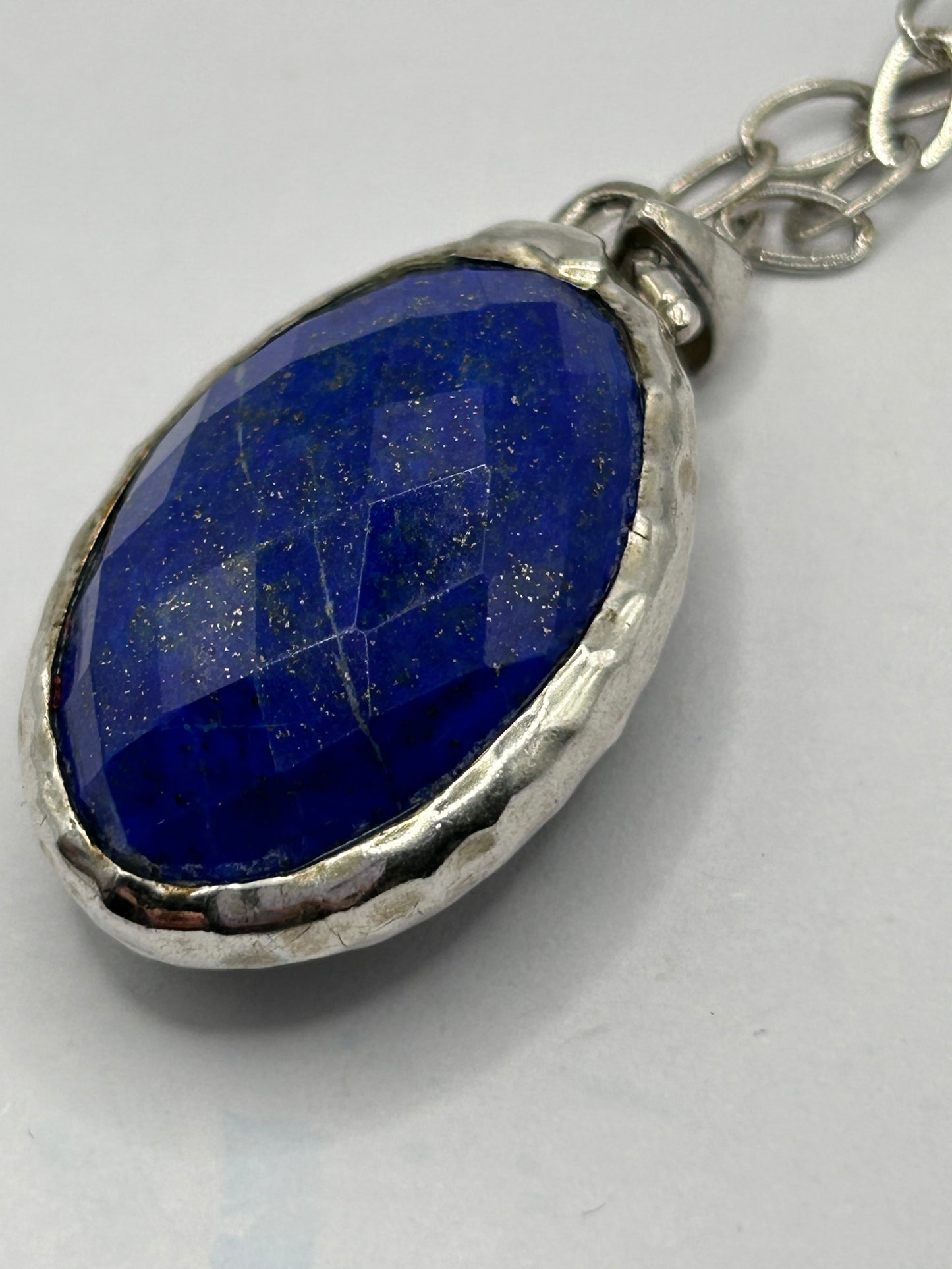 Sar-i-Sang Lapis Lazuli & Onyx Reversible Silver Pendant & 31" Chain - 26.07g - With Certificate