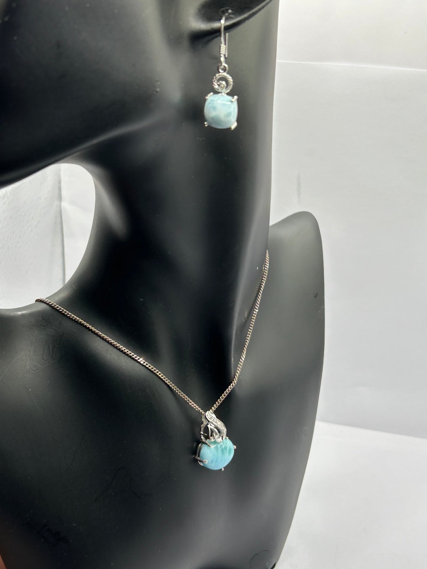Rare Limited Edition Larimar & White Topaz Sterling Silver Matching Set - No. 1 of 100! (16.23g TW)