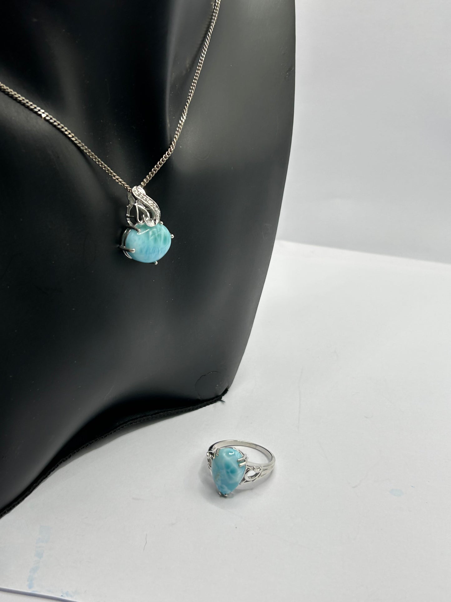 Rare Limited Edition Larimar & White Topaz Sterling Silver Matching Set - No. 1 of 100! (16.23g TW)