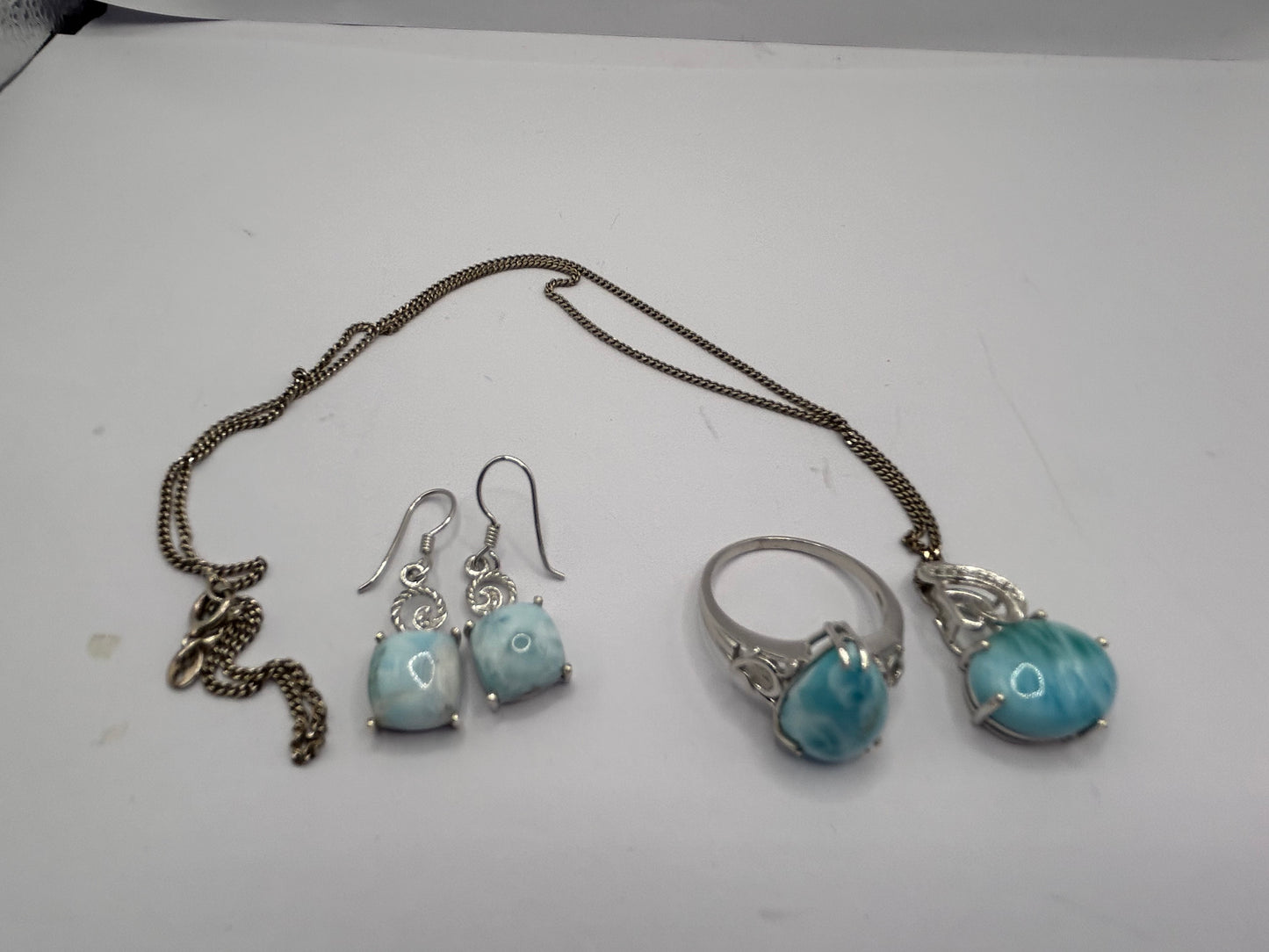 Rare Limited Edition Larimar & White Topaz Sterling Silver Matching Set - No. 1 of 100! (16.23g TW)
