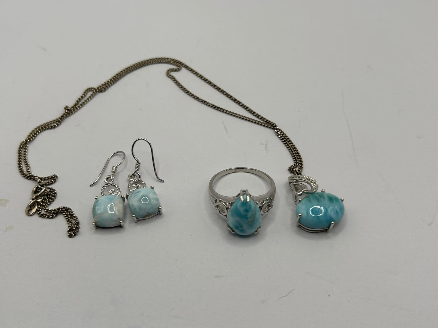 Rare Limited Edition Larimar & White Topaz Sterling Silver Matching Set - No. 1 of 100! (16.23g TW)