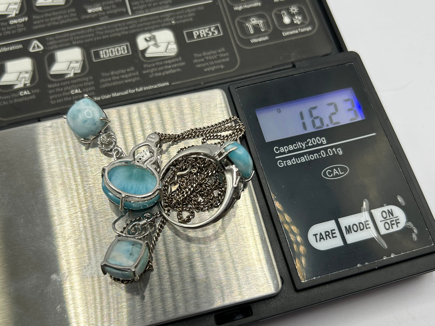 Rare Limited Edition Larimar & White Topaz Sterling Silver Matching Set - No. 1 of 100! (16.23g TW)