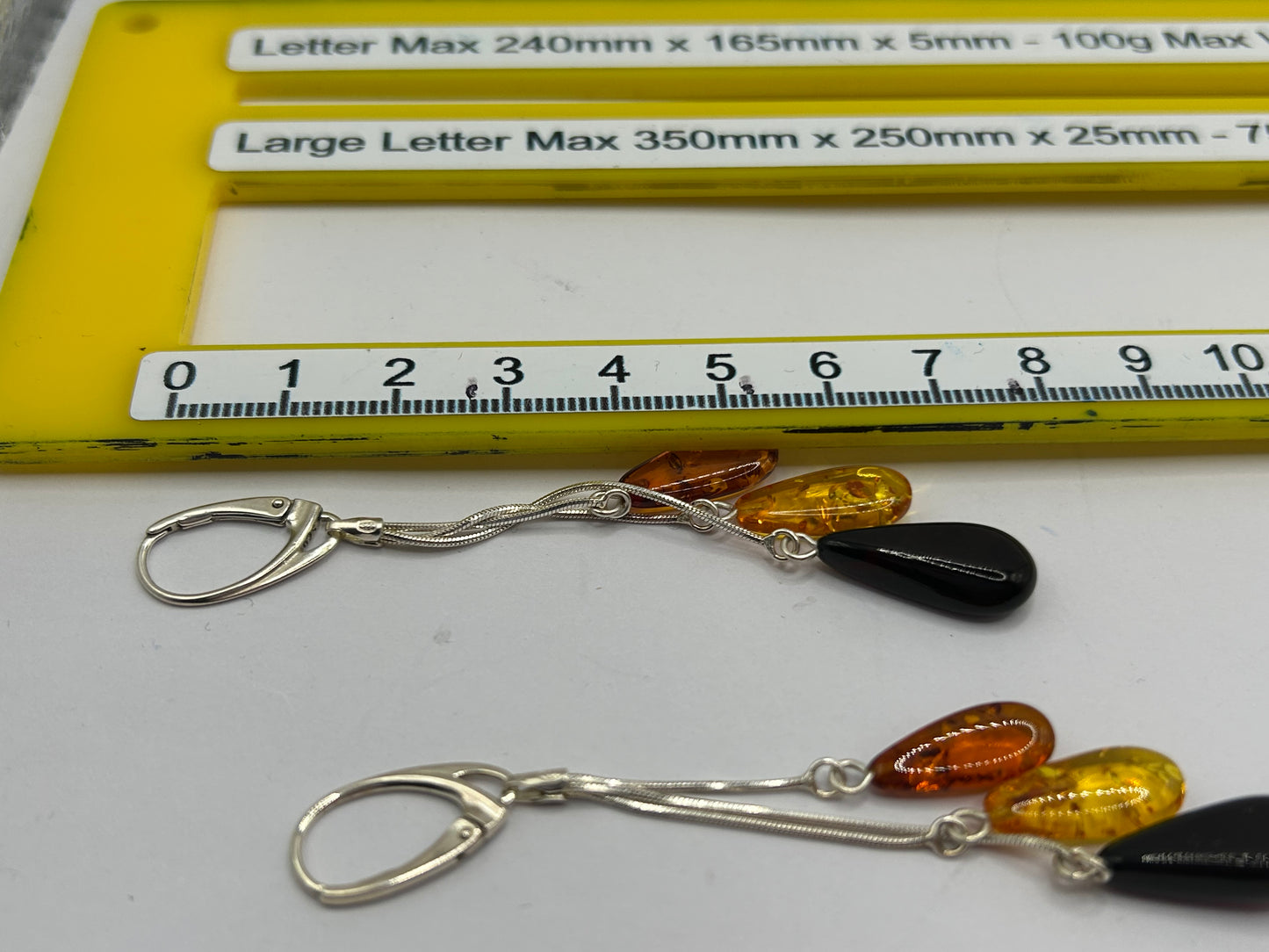 Unique Natural Amber Sterling Silver Drop Earrings - Mixed Shades (4.74g)