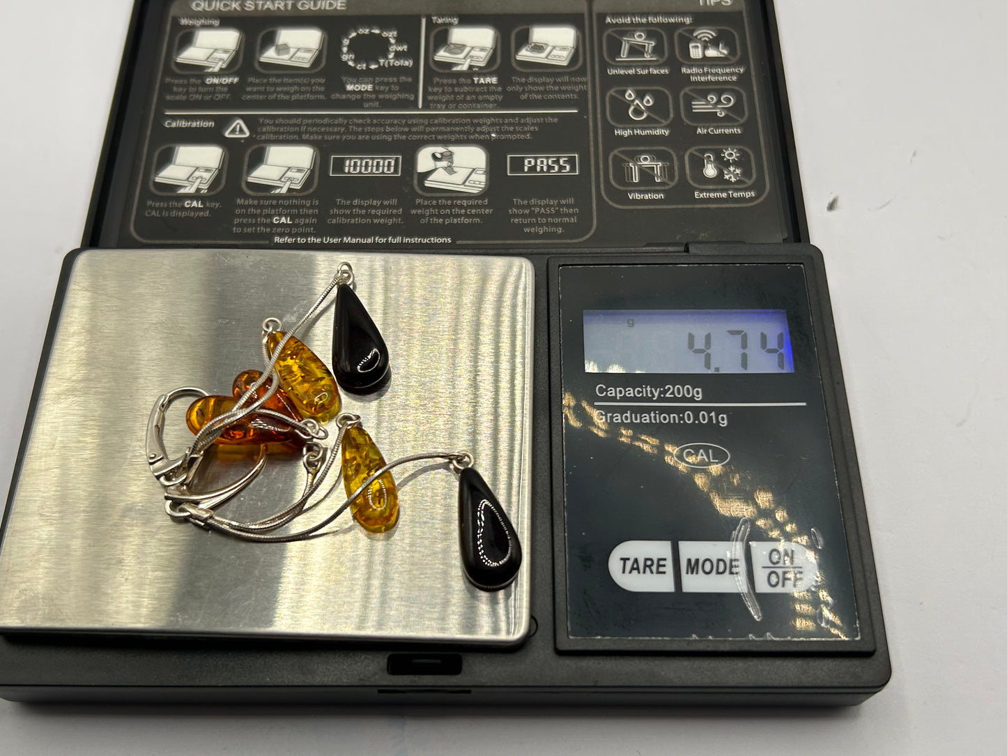 Unique Natural Amber Sterling Silver Drop Earrings - Mixed Shades (4.74g)