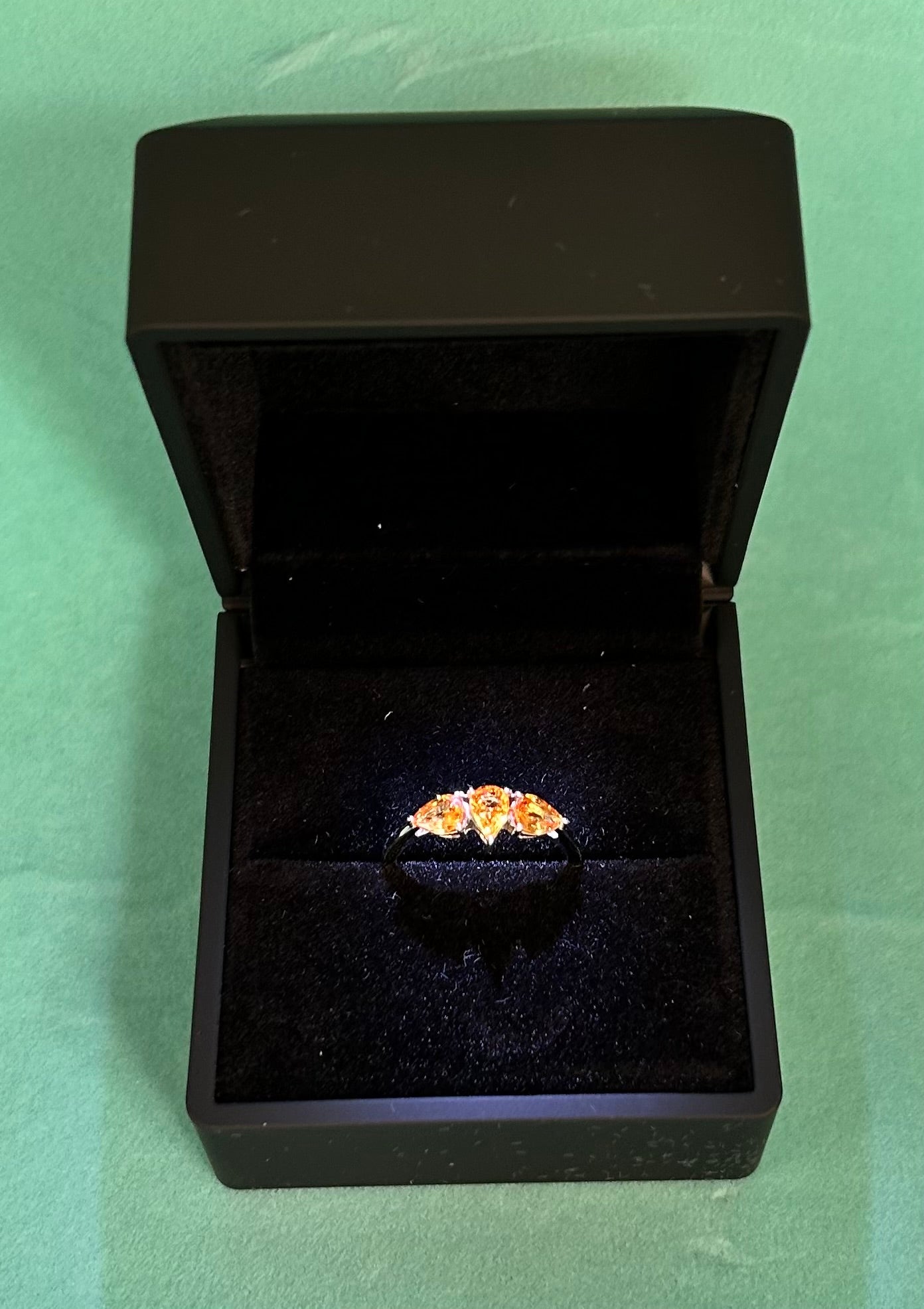 10ct White Gold Madeira Citrine Trilogy Ring Pear Cut Hallmarked