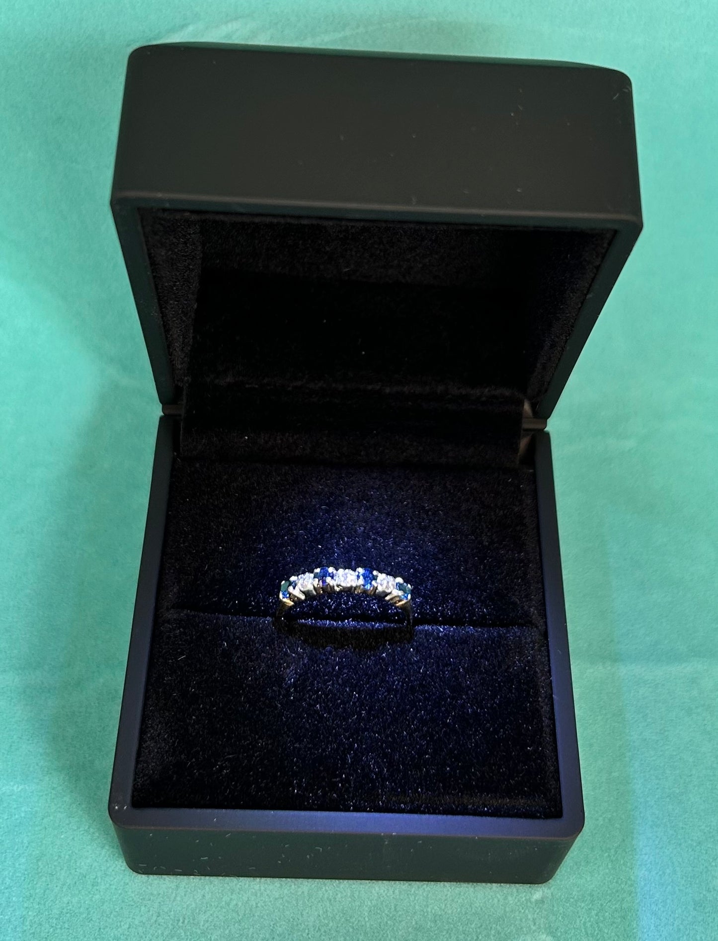 Vintage 9ct Gold Five Stone Sapphire & Diamond Ring | Size L Hallmarked