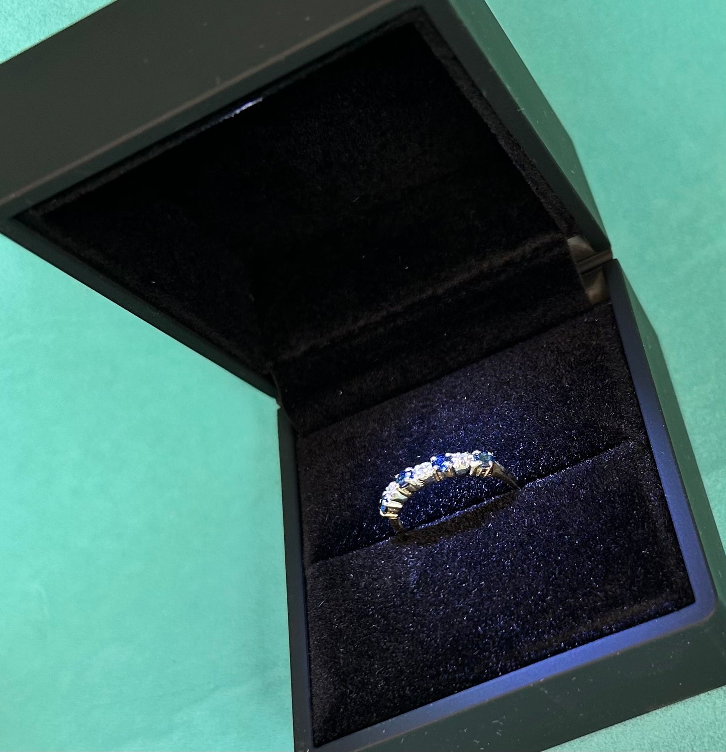 Vintage 9ct Gold Five Stone Sapphire & Diamond Ring | Size L Hallmarked