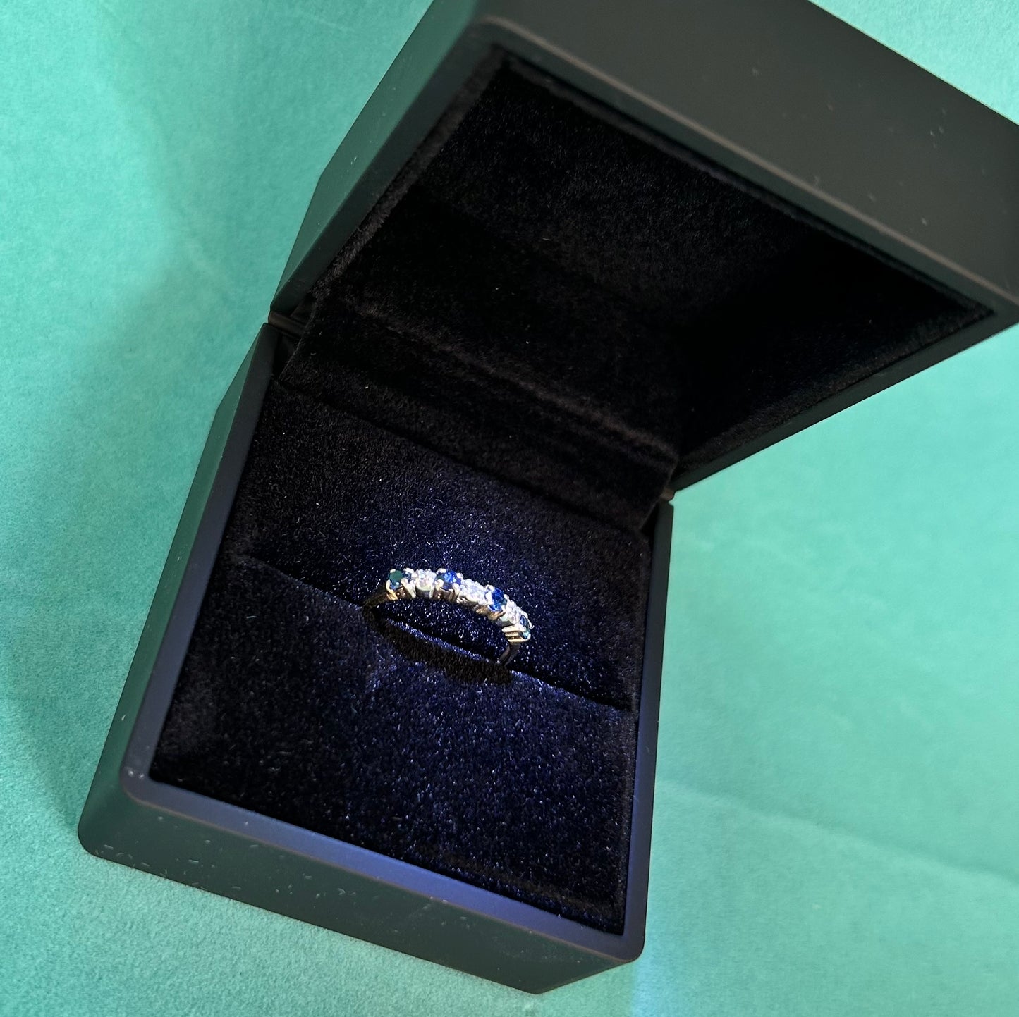 Vintage 9ct Gold Five Stone Sapphire & Diamond Ring | Size L Hallmarked