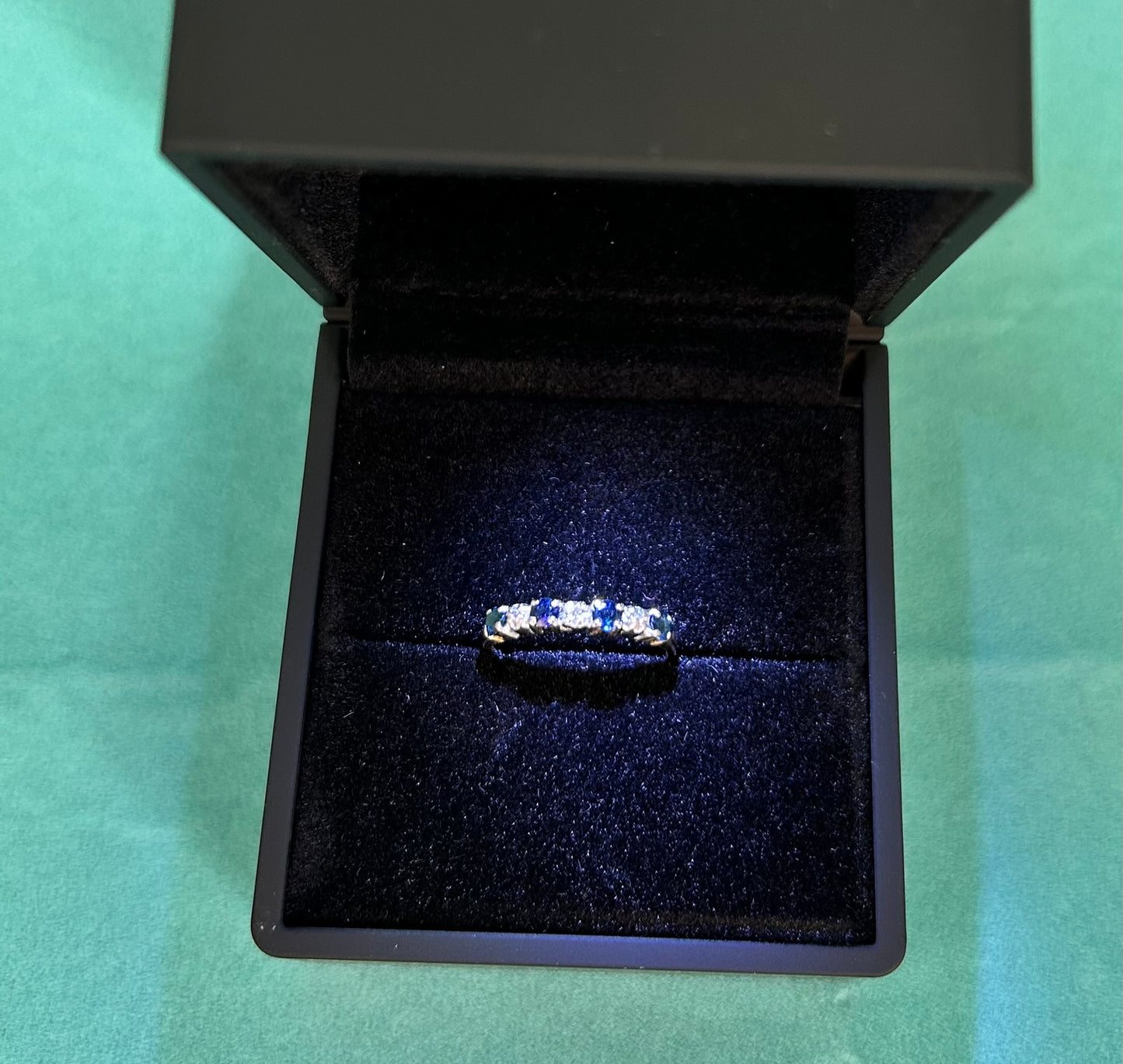 Vintage 9ct Gold Five Stone Sapphire & Diamond Ring | Size L Hallmarked