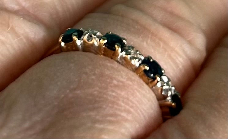 Vintage 9ct Gold Five Stone Sapphire & Diamond Ring | Size L Hallmarked