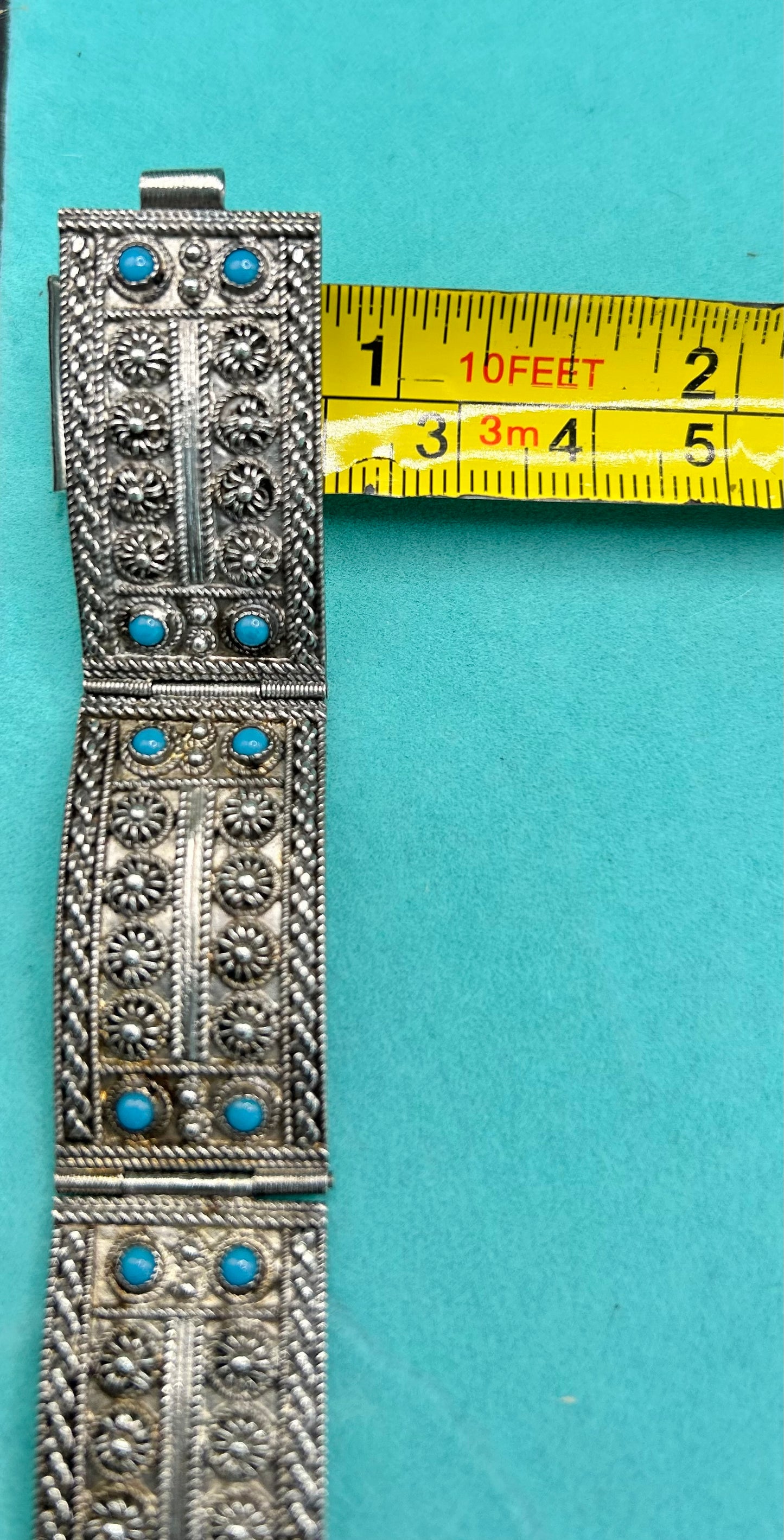 Stunning Vintage 900 Silver Turquoise Bracelet - "Nu Nu" - 29g