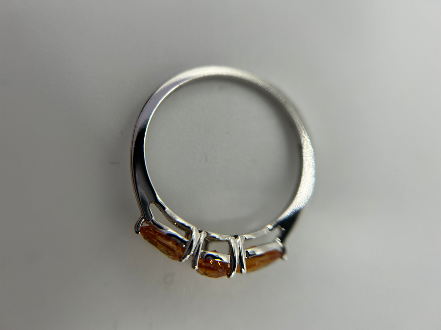 10ct White Gold Madeira Citrine Trilogy Ring Pear Cut Hallmarked