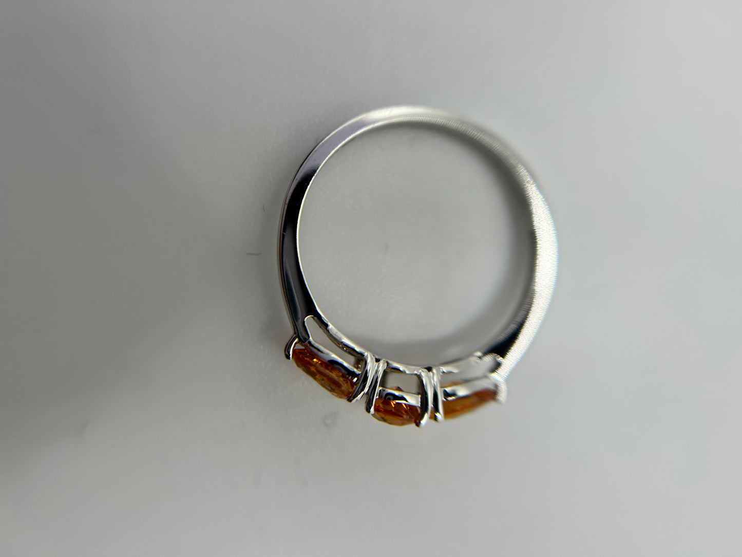 10ct White Gold Madeira Citrine Trilogy Ring Pear Cut Hallmarked