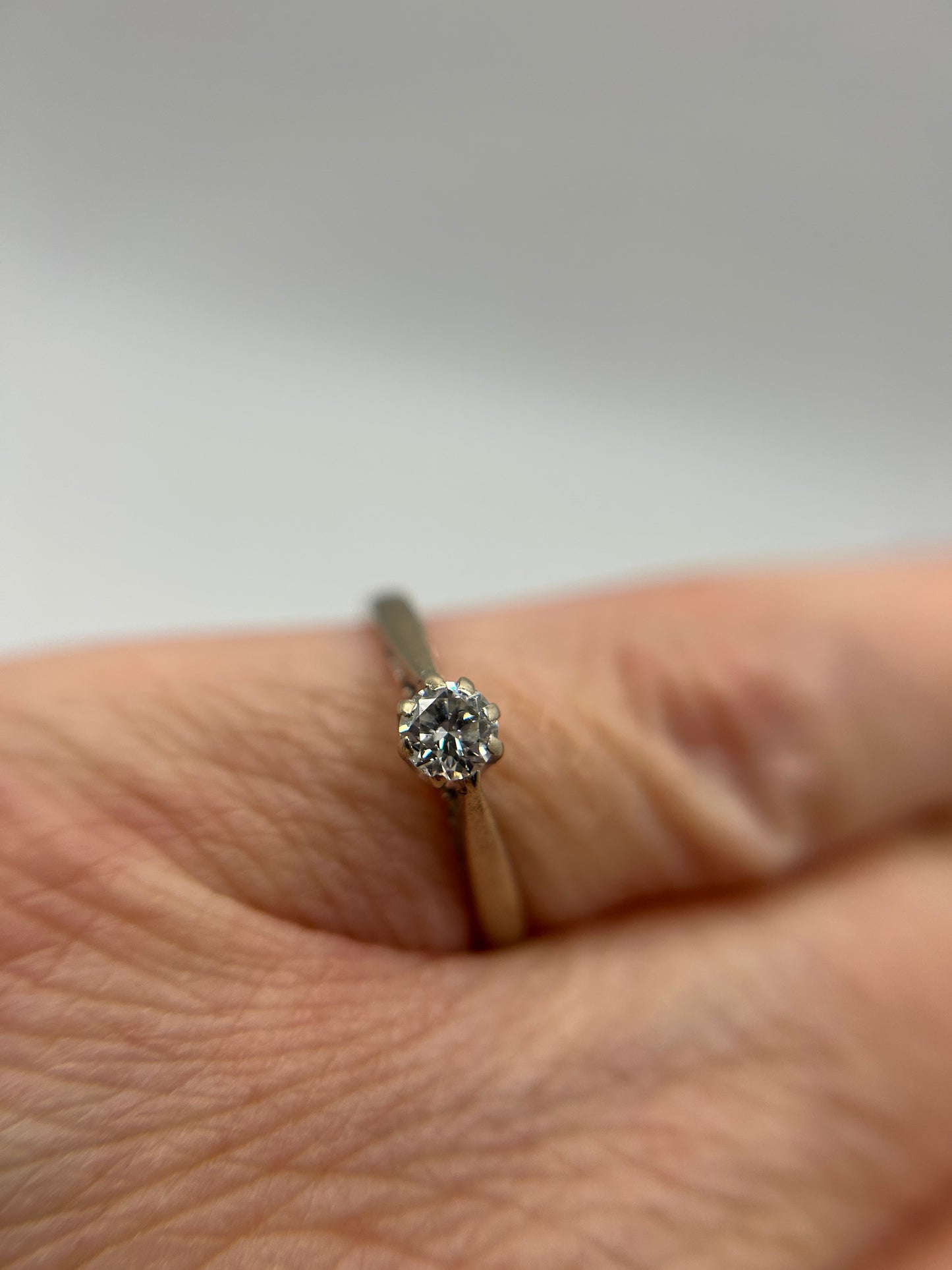 18ct White Gold Solitaire Diamond Ring (1/4ct) Size K 1/2 Hallmarked