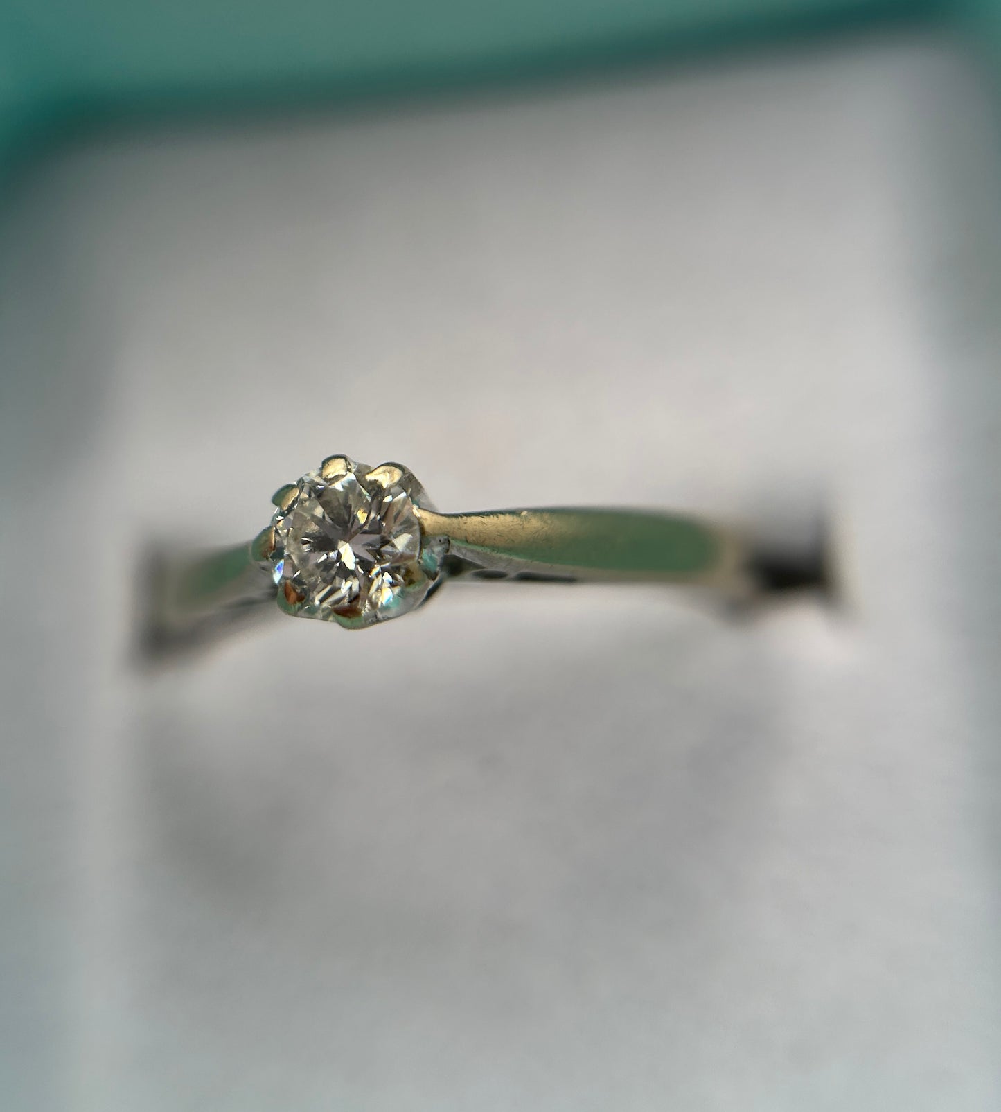 18ct White Gold Solitaire Diamond Ring (1/4ct) Size K 1/2 Hallmarked