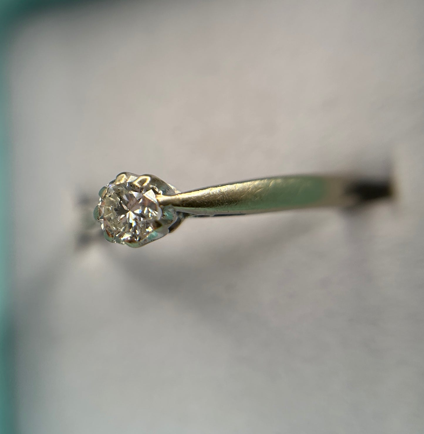 18ct White Gold Solitaire Diamond Ring (1/4ct) Size K 1/2 Hallmarked