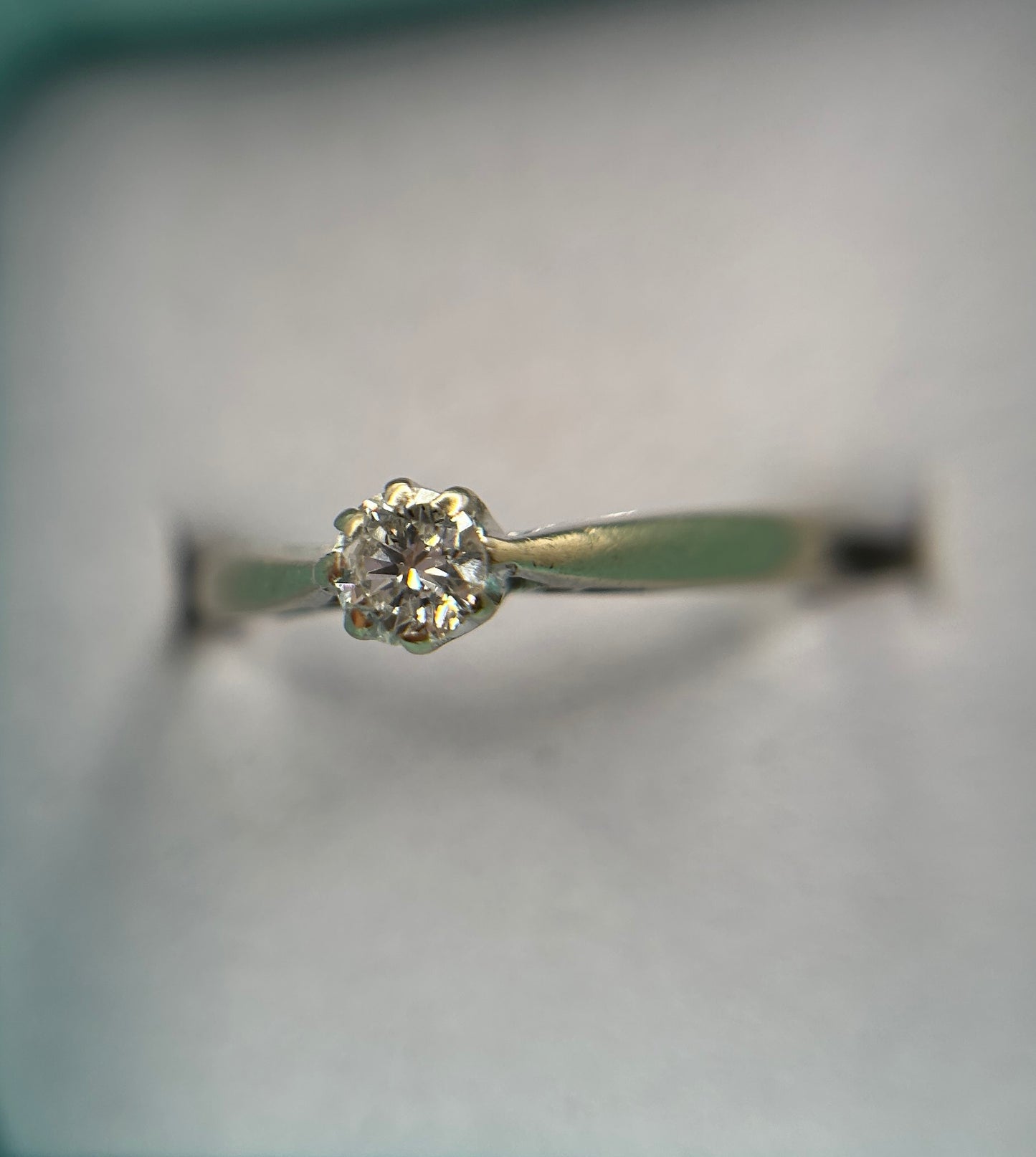 18ct White Gold Solitaire Diamond Ring (1/4ct) Size K 1/2 Hallmarked