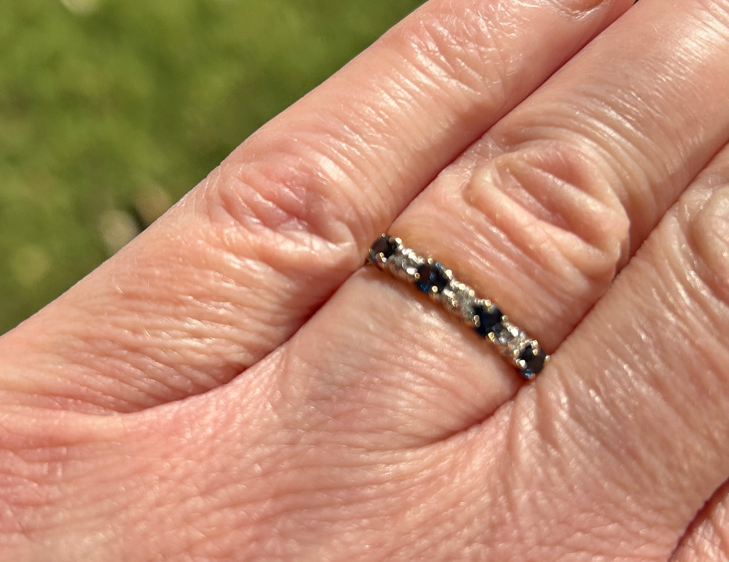 Vintage 9ct Gold Five Stone Sapphire & Diamond Ring | Size L Hallmarked