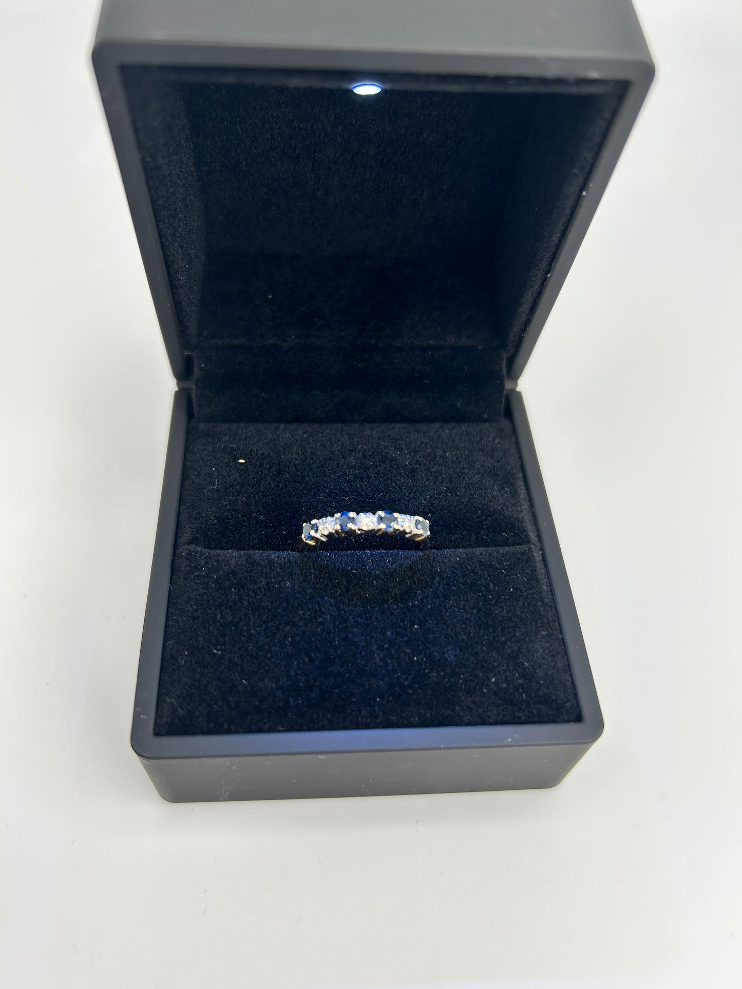 Vintage 9ct Gold Five Stone Sapphire & Diamond Ring | Size L Hallmarked