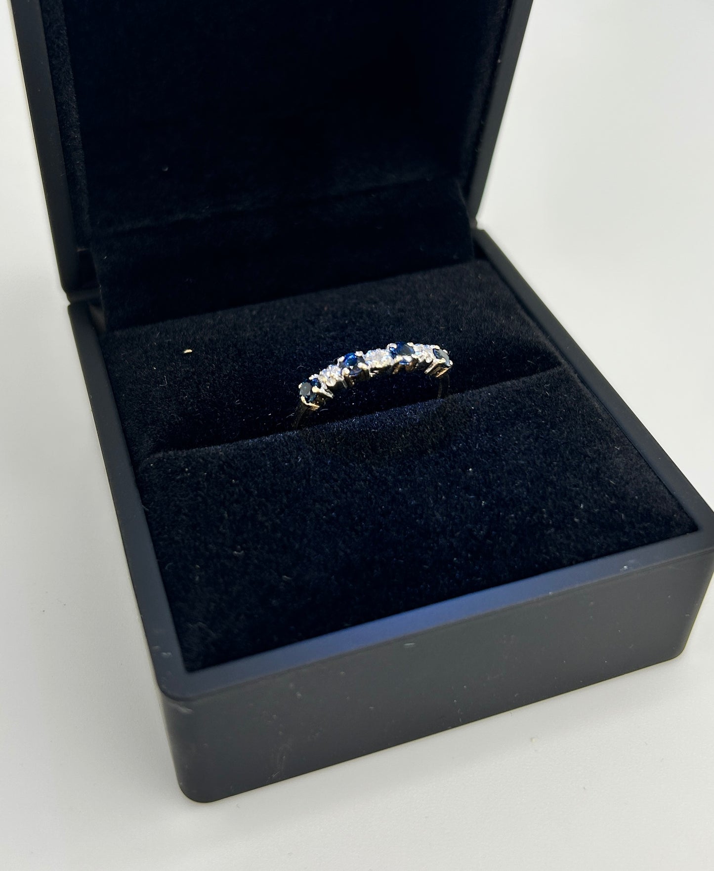 Vintage 9ct Gold Five Stone Sapphire & Diamond Ring | Size L Hallmarked