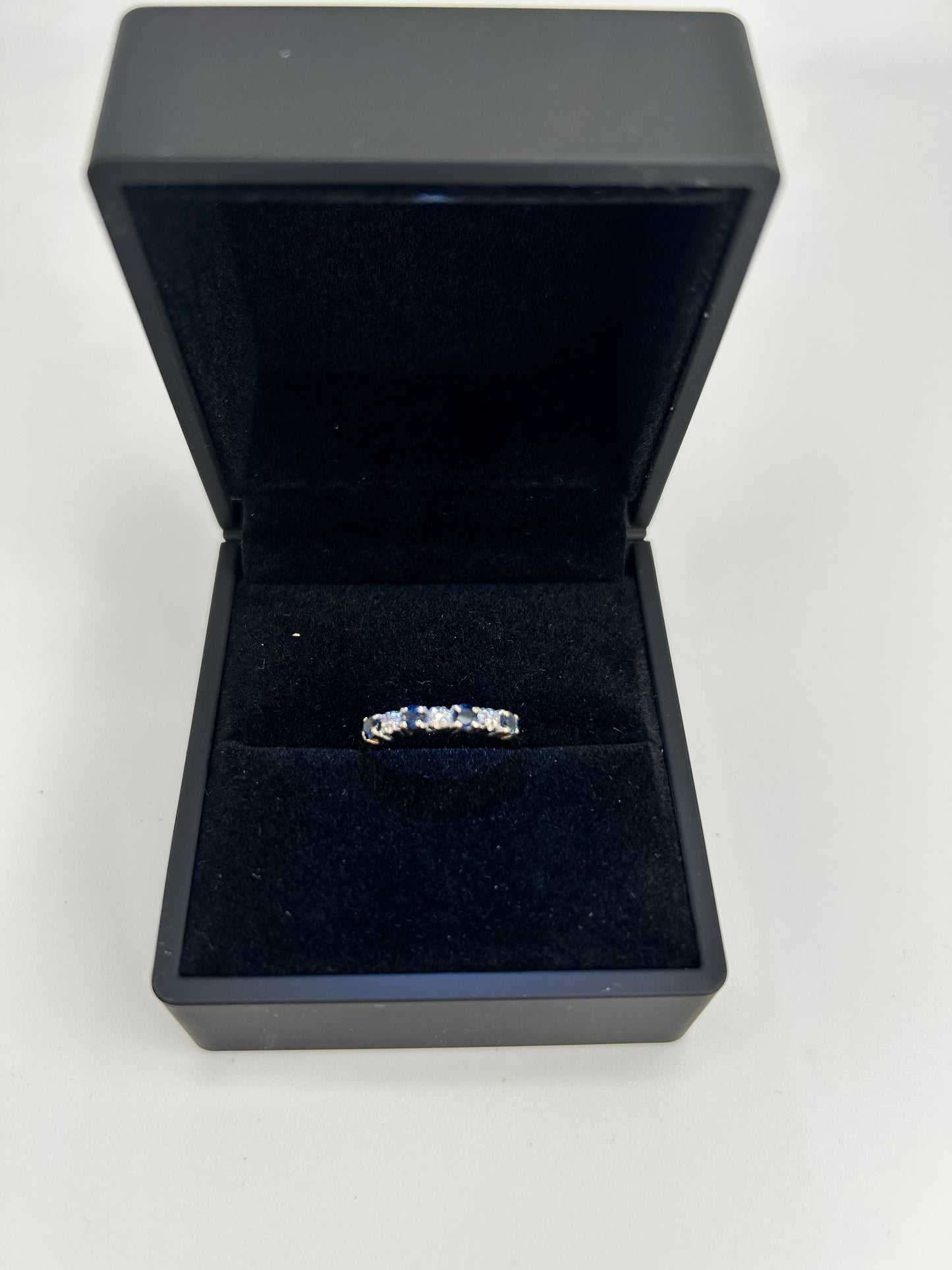 Vintage 9ct Gold Five Stone Sapphire & Diamond Ring | Size L Hallmarked